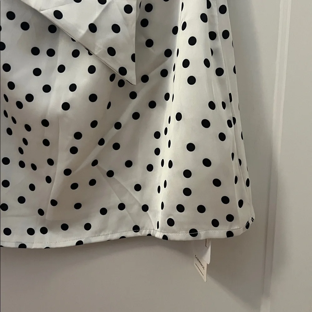 Commense White Polka Dot Mini Dress with Black Spots - Picture 5 of 6